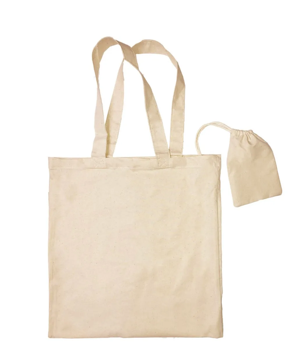 12 ct Foldable Cotton Tote Bags w/ Drawstring Pouch - By Dozen