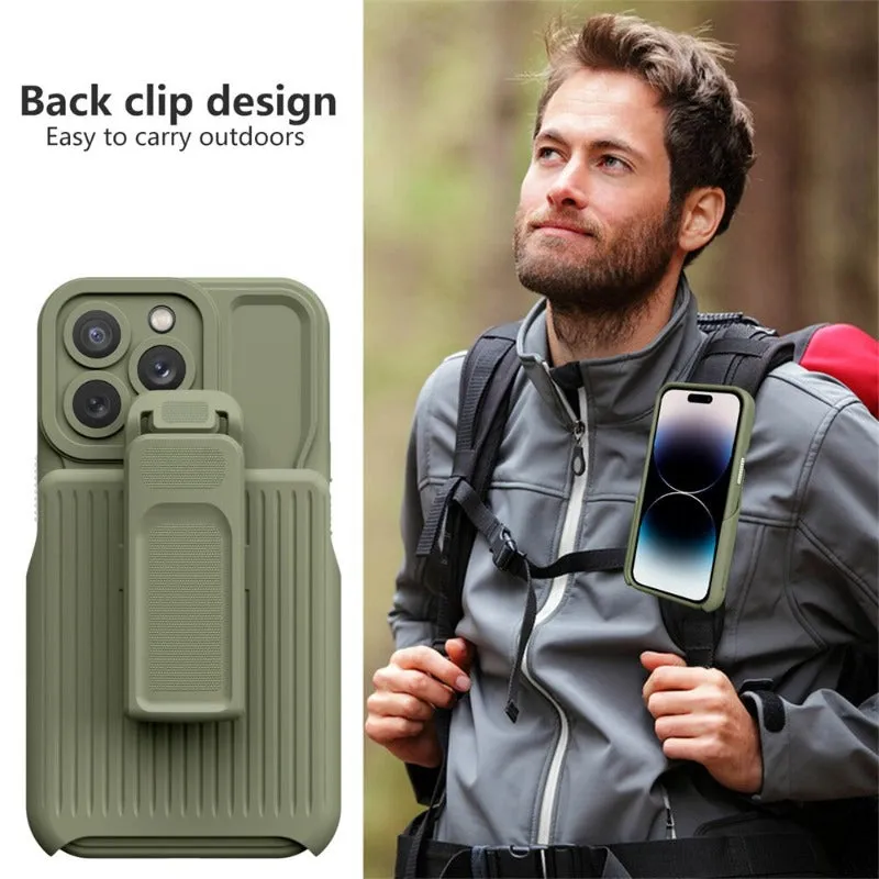 2 in 1 Backpack Clip Stand Holder Phone Case For iPhone