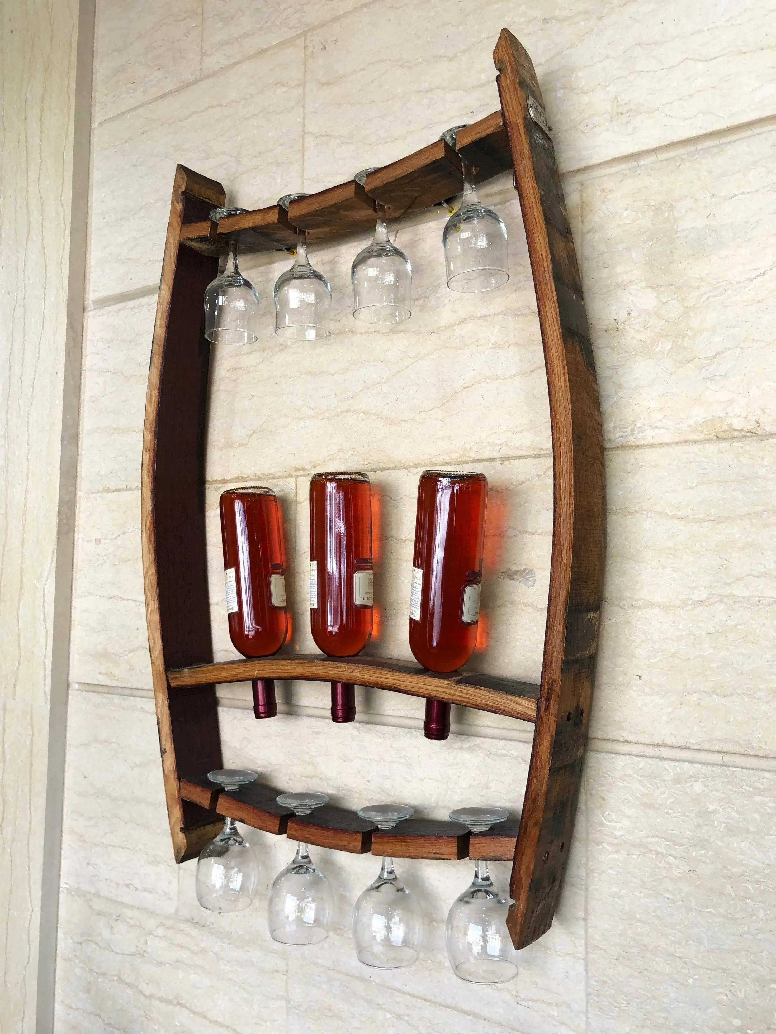 2 x Trio Pack: Wine Barrel Trio Bottle   Trio Glass Display