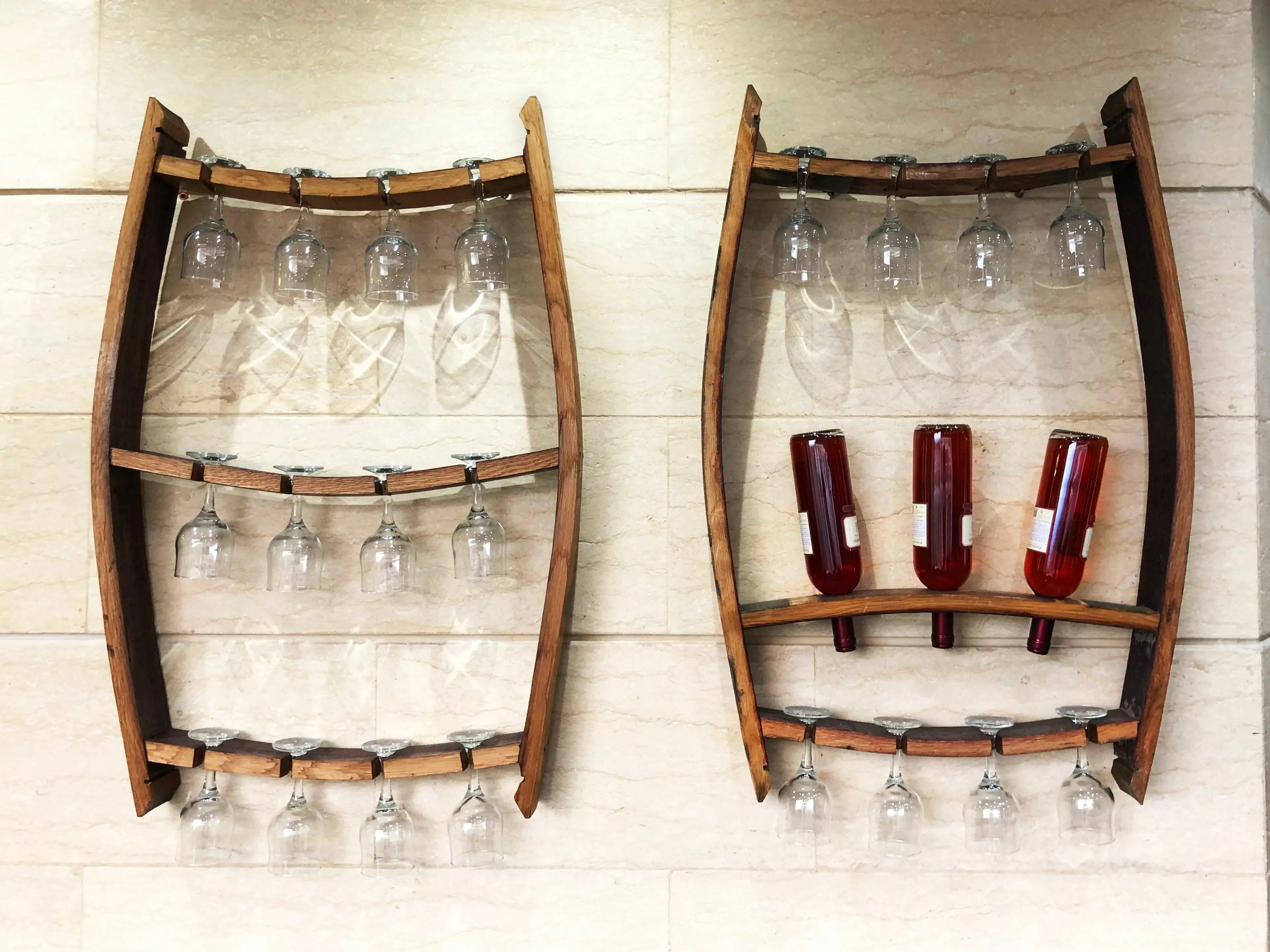 2 x Trio Pack: Wine Barrel Trio Bottle   Trio Glass Display