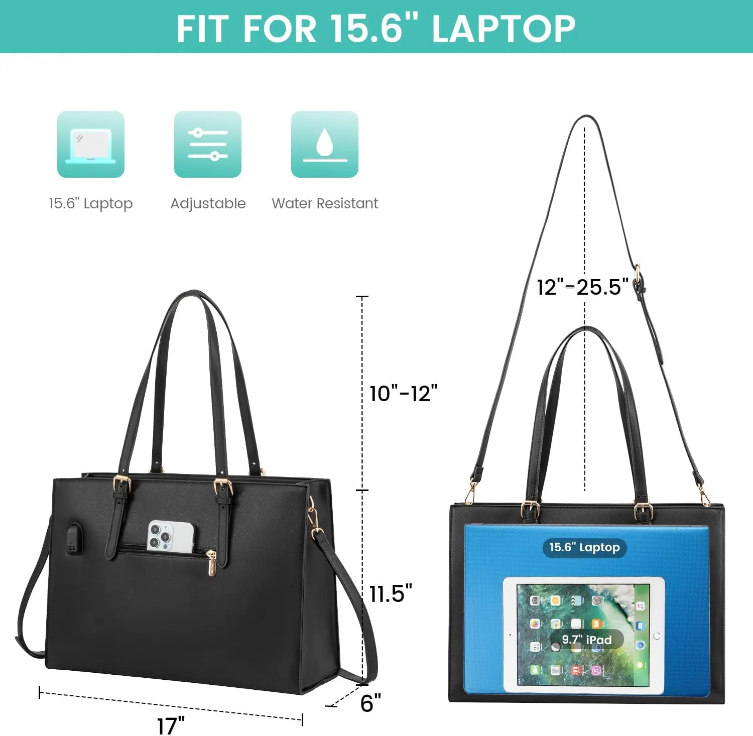 2Pcs Laptop Shoulder Bag, 15.6"