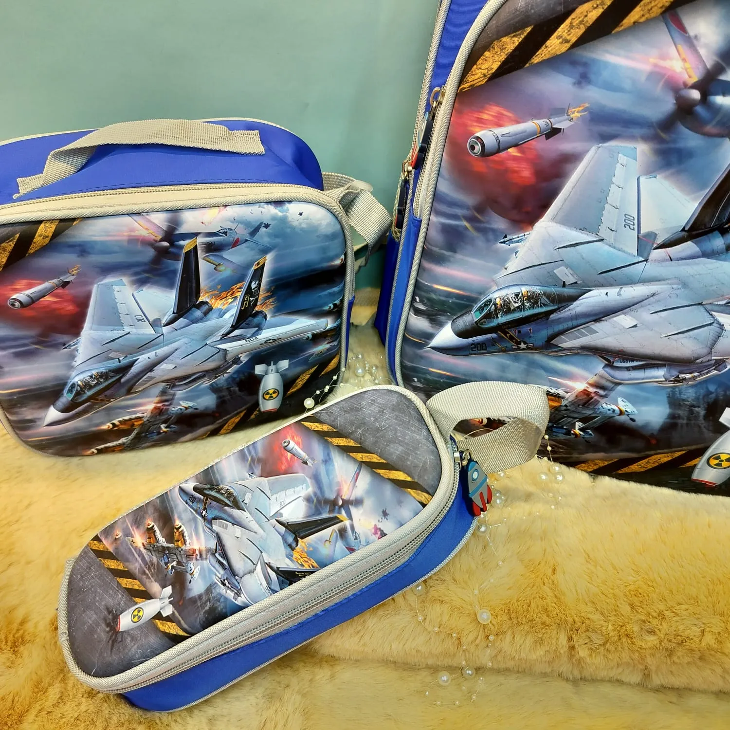 3-in-1 3D Emboss Print Cartoon Design Backpacks.