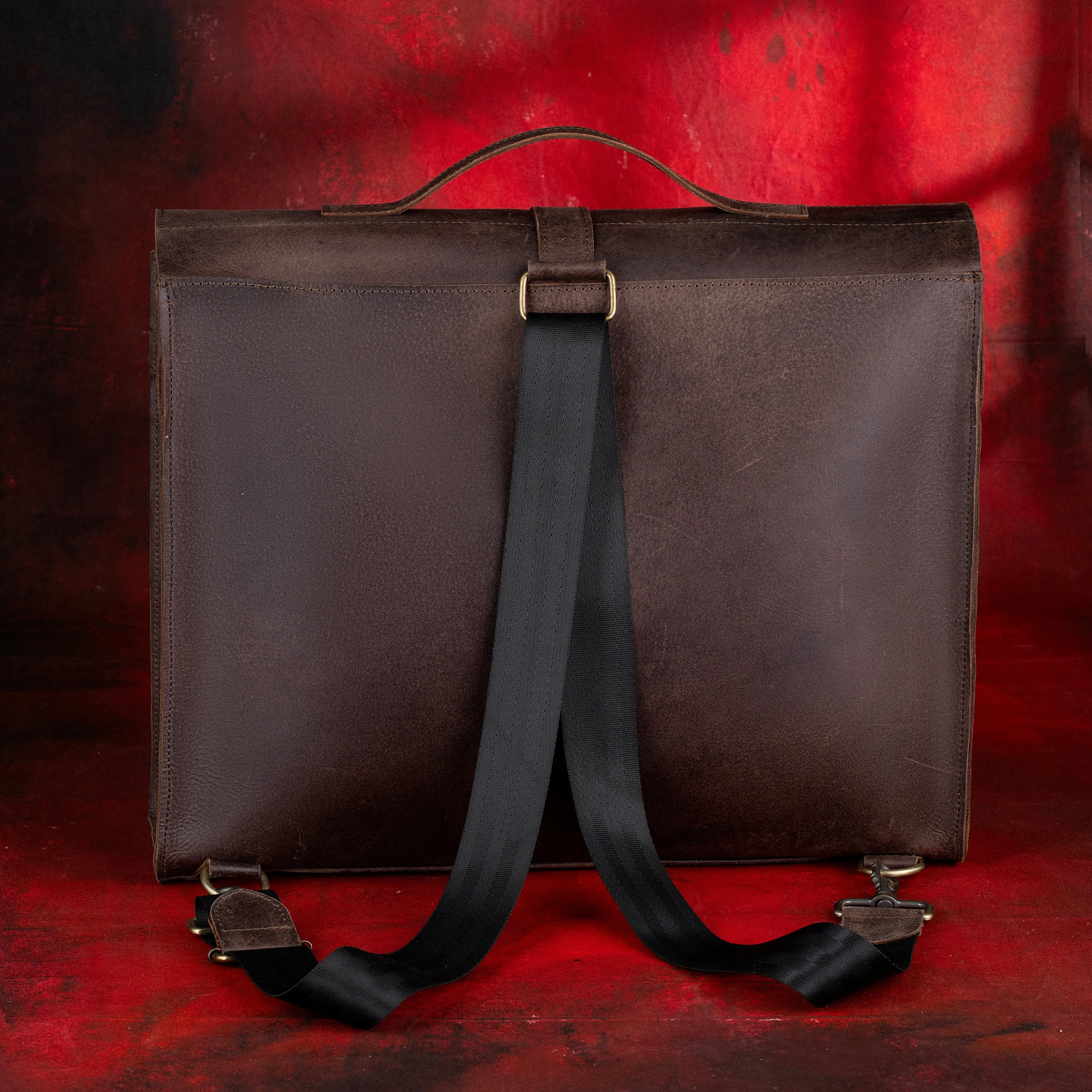 33rd Degree Scottish Rite Briefcase - Wings Up Genuine Cow Leather Convertible Bag