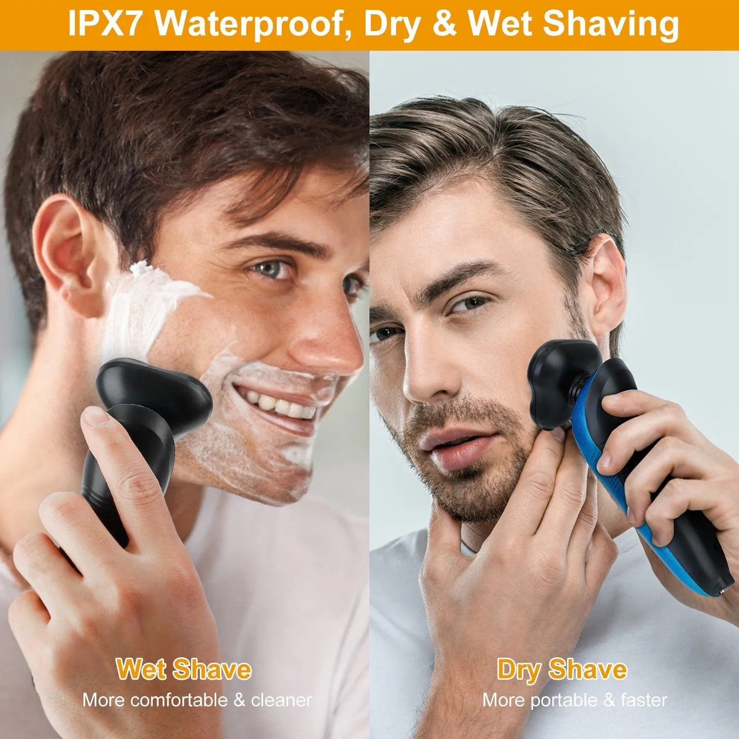 4-in-1 IPX7 Waterproof Beard Trimmer Cordless Razor for Men