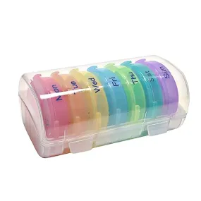 7 Day 2 Times a Day Pill Organizer Large Weekly Daily Pill Cases for Pills/Vitamin/Fish Oil/Supplements, BPA Free Easy to Clean Portable Travel Pocket Purse Storage Box (Transparent)