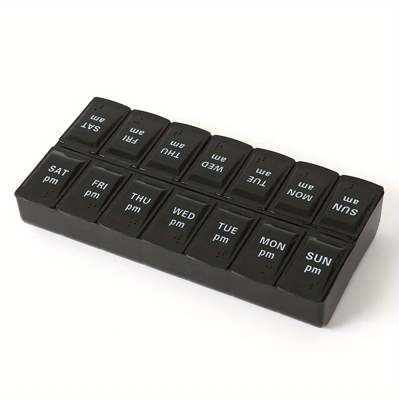 7Day Pill Organizer with 14 Compartments EasyOpen Lids