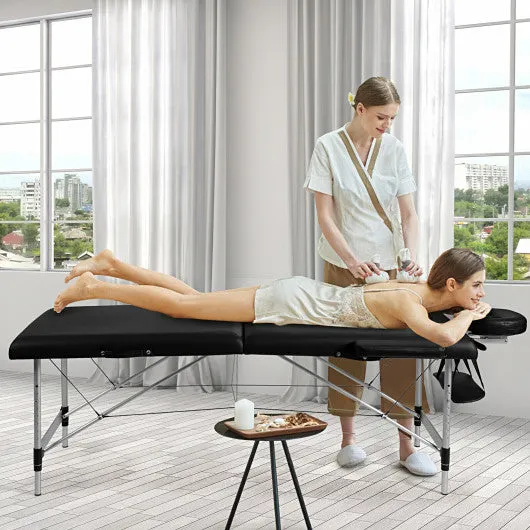 84 Inch L Portable Adjustable Massage Bed with Carry Case for Facial Salon Spa -Black