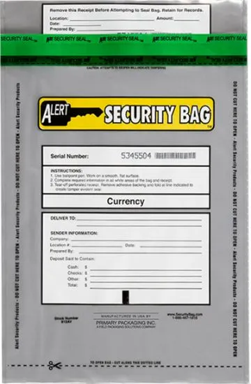 Alert 912AV-250 Bank Deposit Bag Clear 9" x 12" - 250 Pack