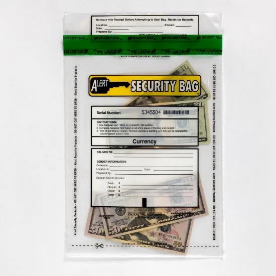 Alert 912AV-250 Bank Deposit Bag Clear 9" x 12" - 250 Pack