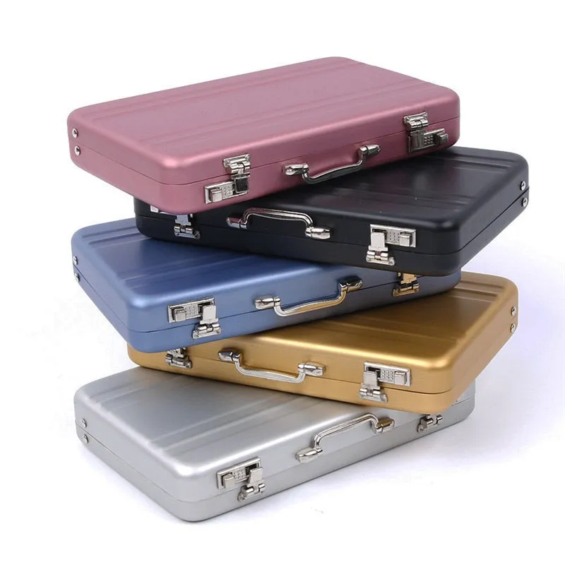 Aluminum Storage Box Business ID Credit Card Holder Mini Suitcase Bank Card Box Holder