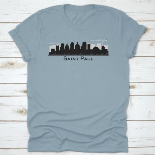 Amazing Black Saint Paul Minnesota City Skyline Silhouette Travel