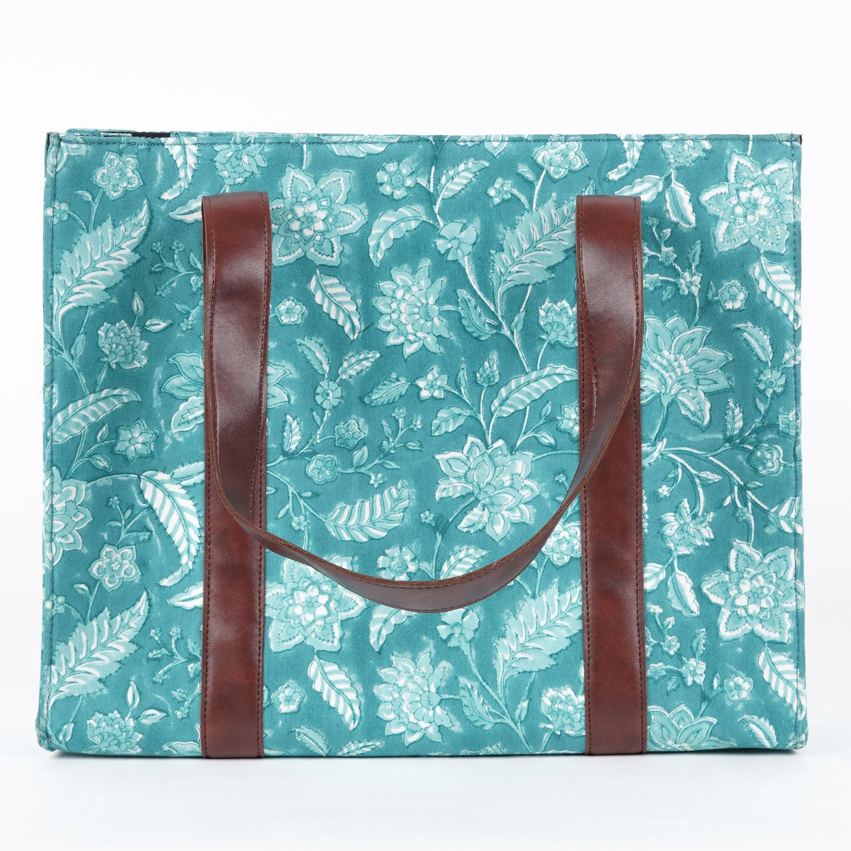 Aqua Blue Structured Tote Bag