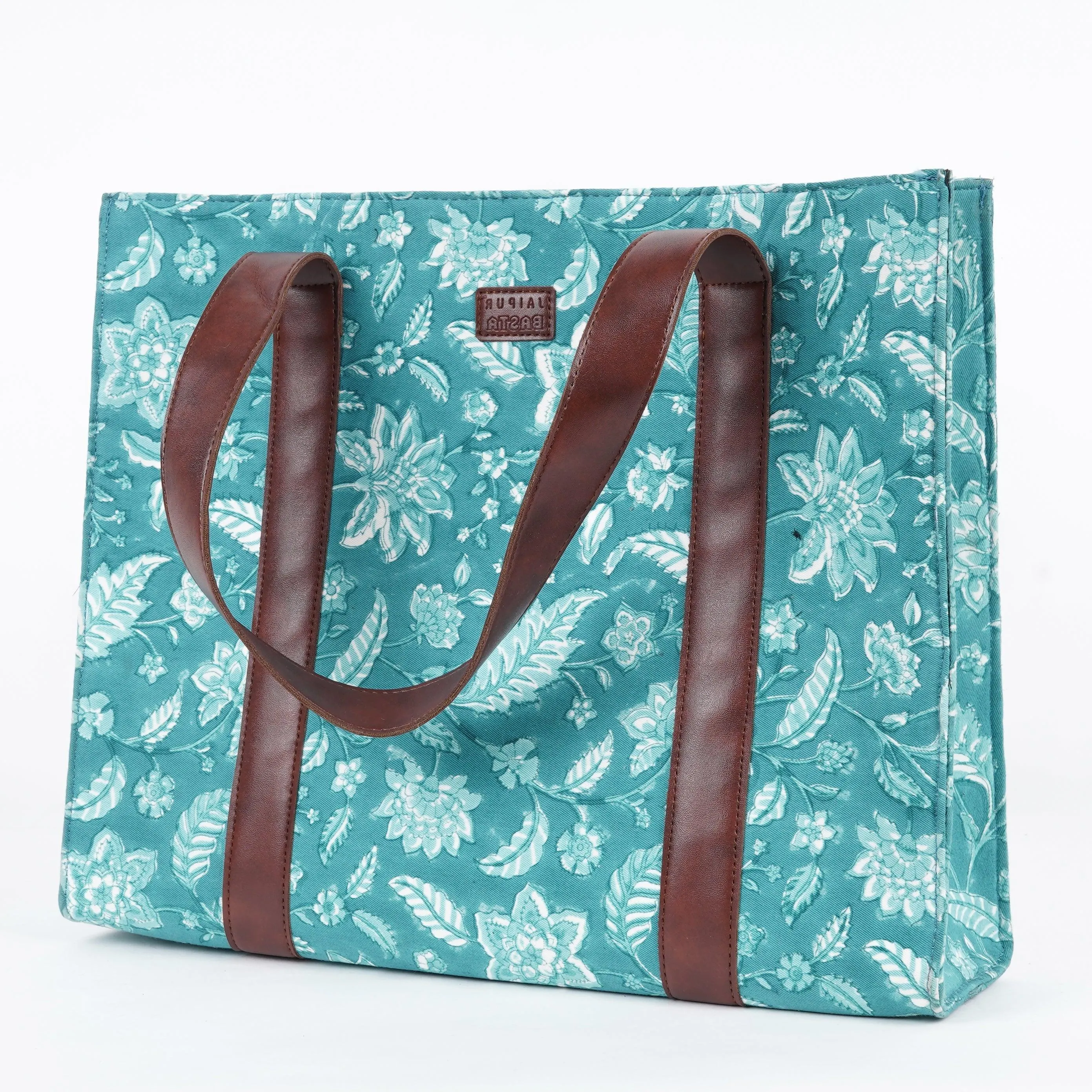 Aqua Blue Structured Tote Bag