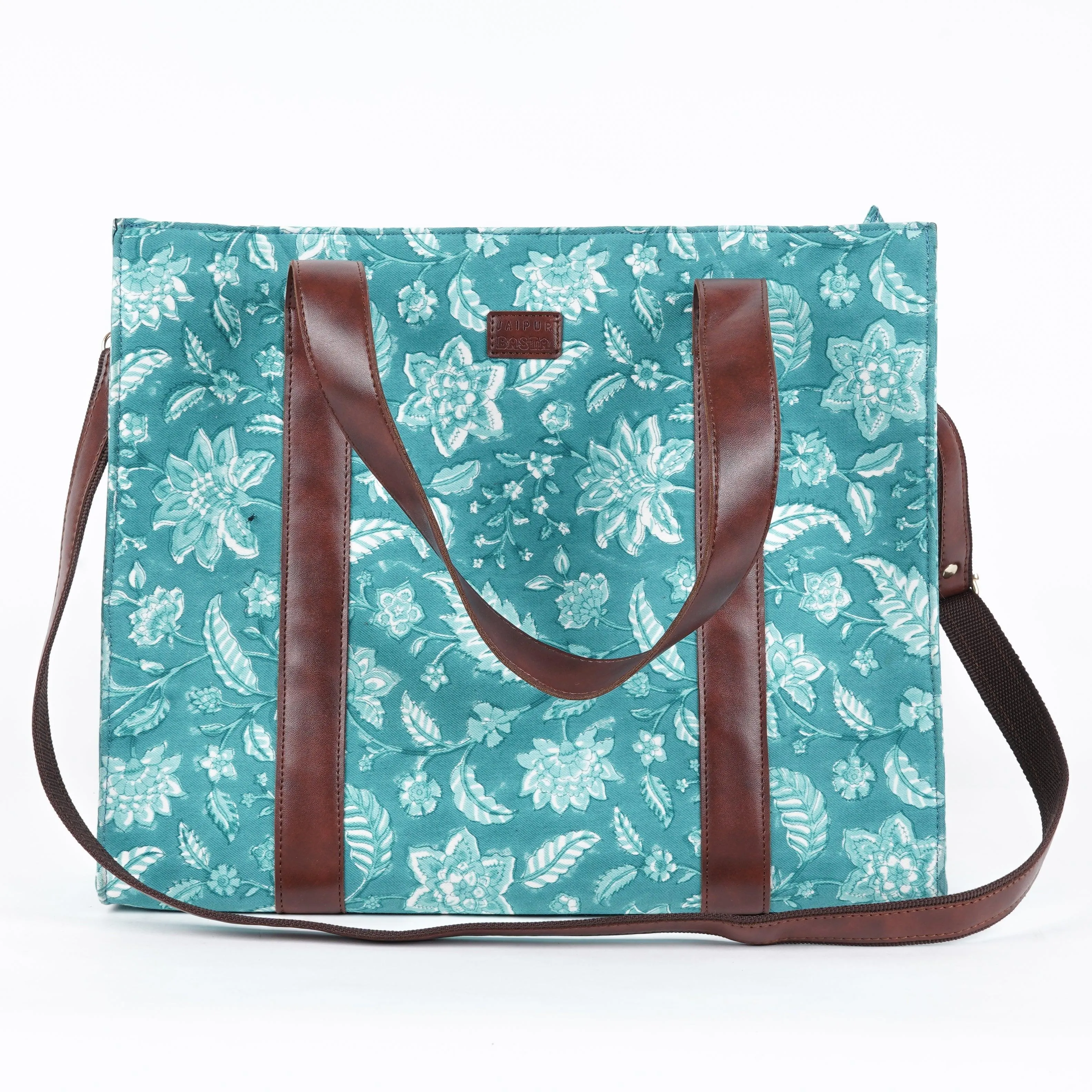 Aqua Blue Structured Tote Bag