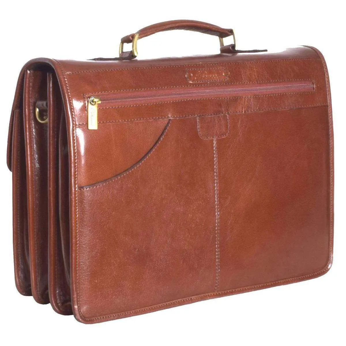 Ashwood Leather Chelsea Veg Tan Gareth Heavy Duty Briefcase - Chestnut