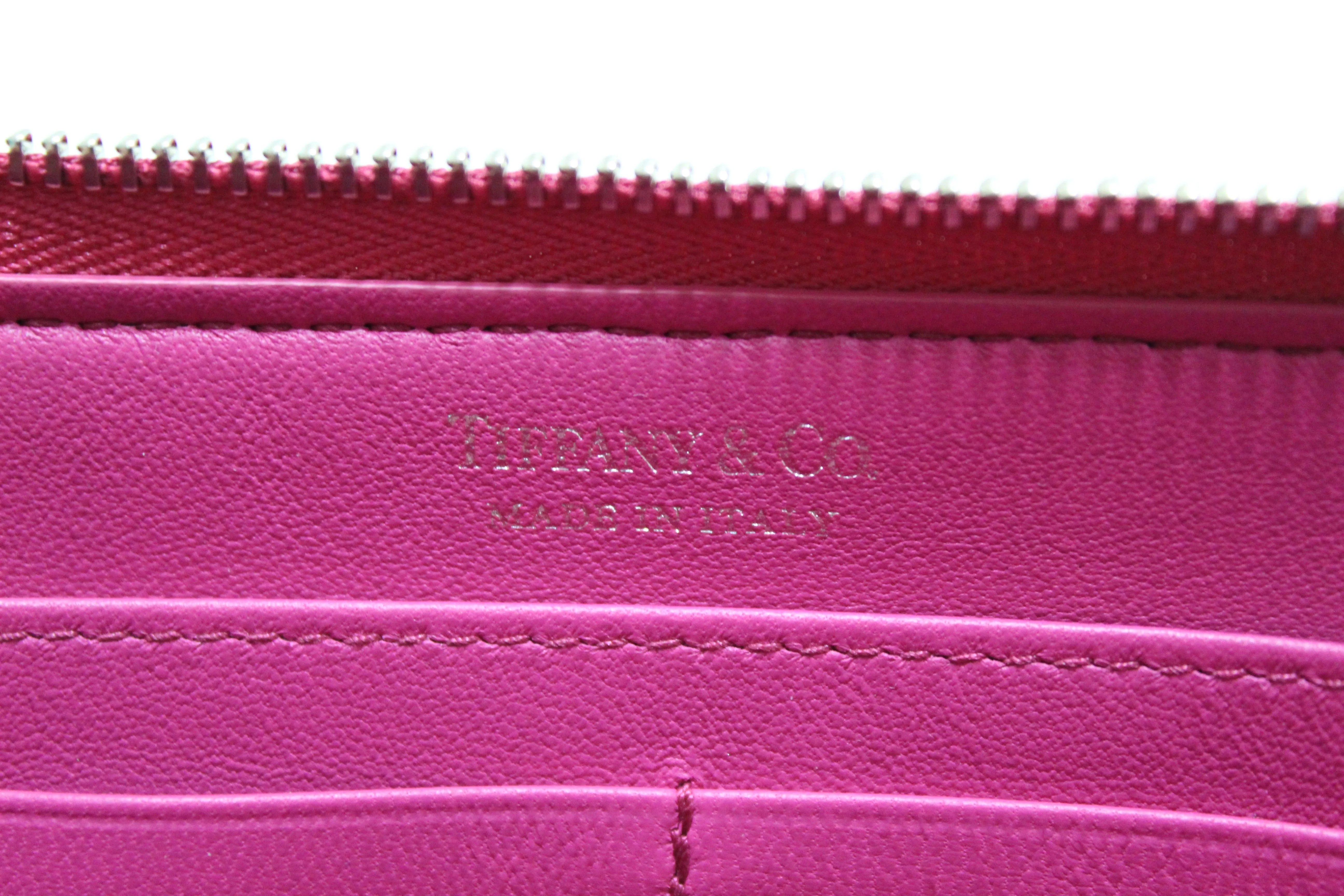 Authentic NEW Tiffany & Co. Magenta Pink Calfskin Leather Organizer Pouch