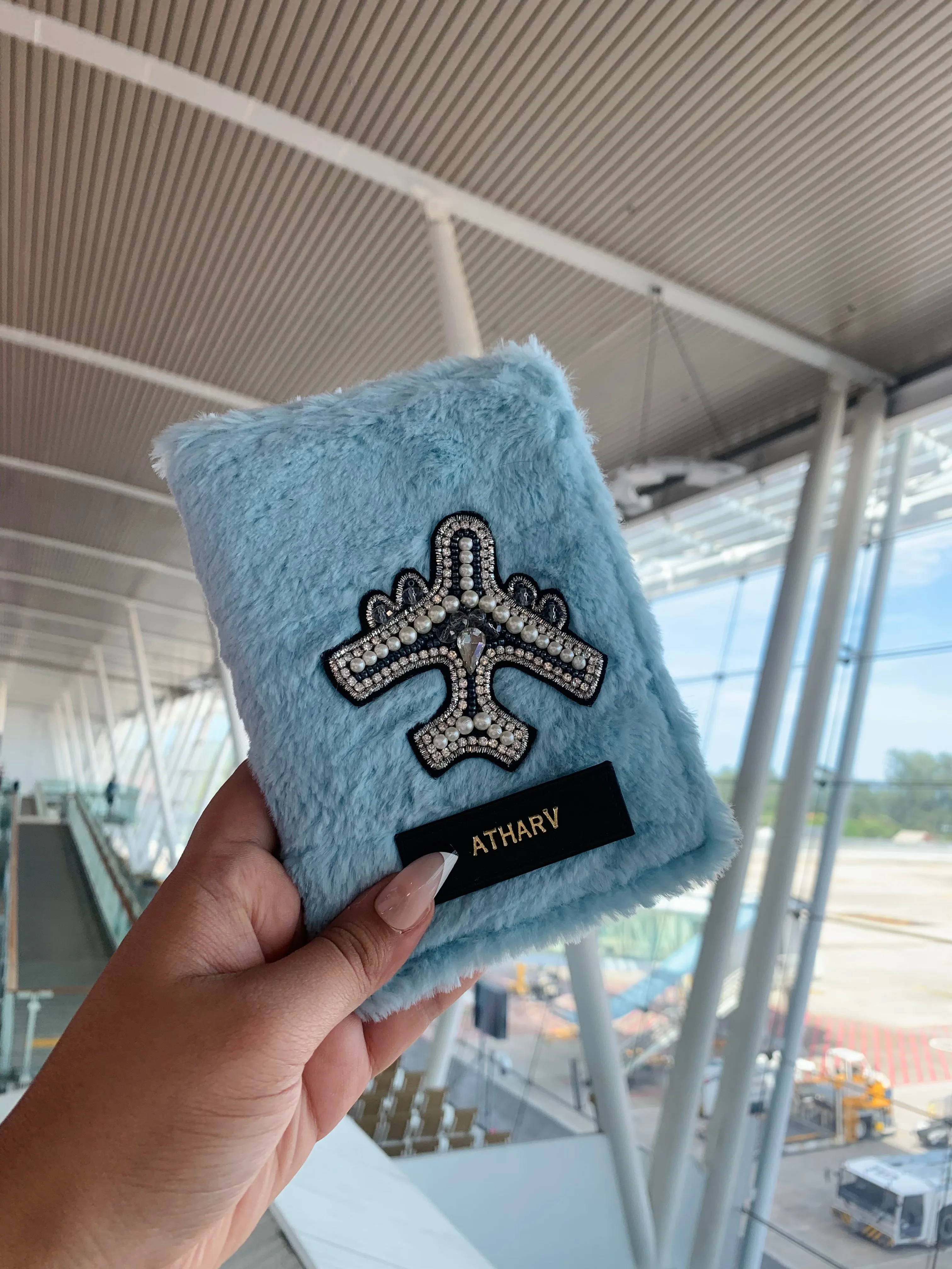 Baby Blue Furr Passport Cover