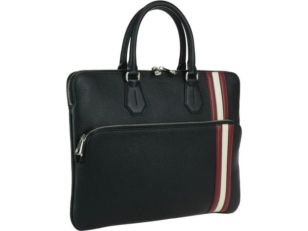 Bally Striped Leather Briefcase