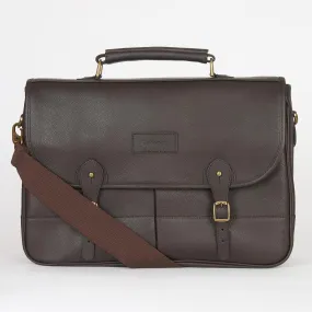 Barbour Leather Briefcase in Chocolate