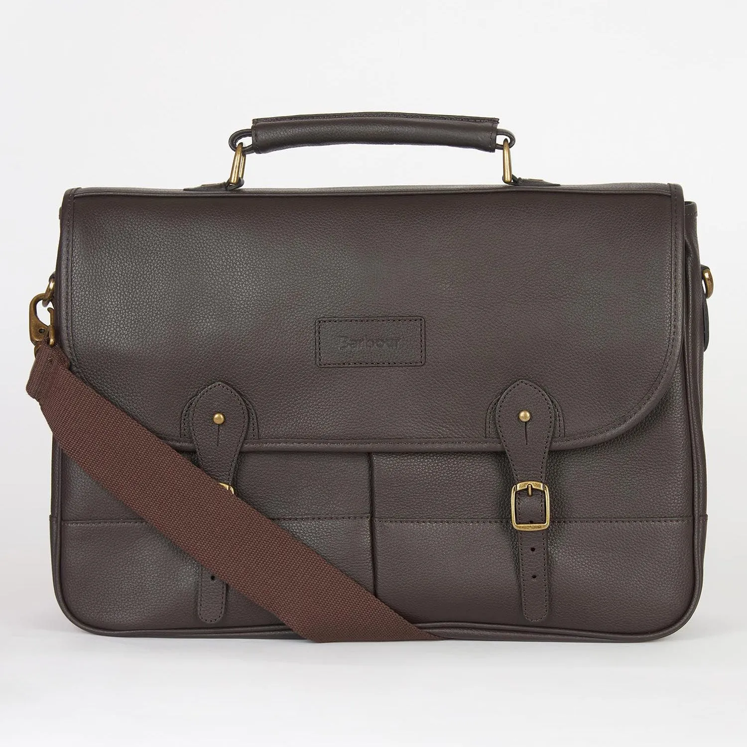 Barbour Leather Briefcase in Chocolate