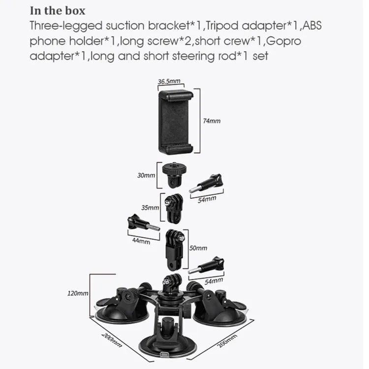 Big Triangle Direction Suction Cup Mount (Black)