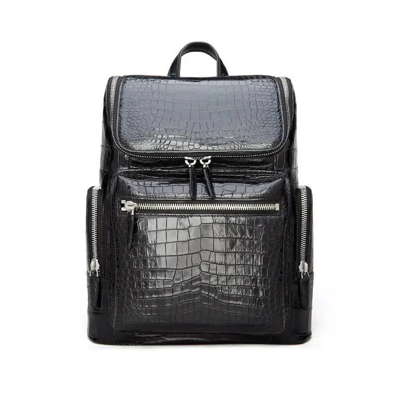 Black Crocodile Leather Backpack