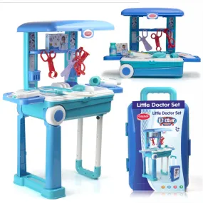 Blue Premium Doctor Set Trolley With LED Light Instruments