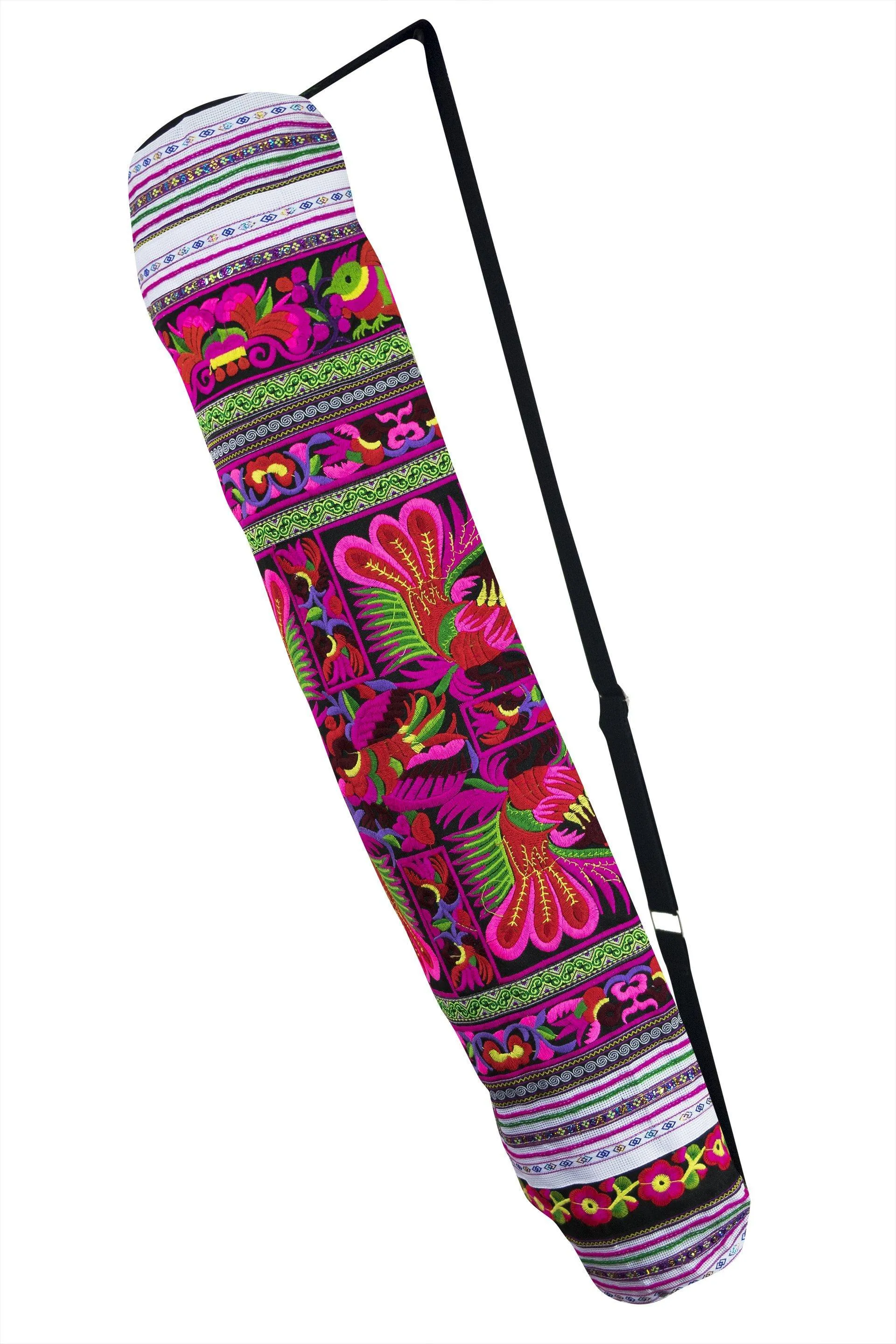 Bohemian Yoga Mat Bag Carrier Embroidered Hill tribe ethnic  L