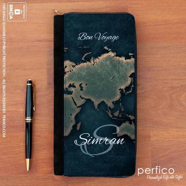 Bon Voyage © Personalized Passport Holder with Zipper