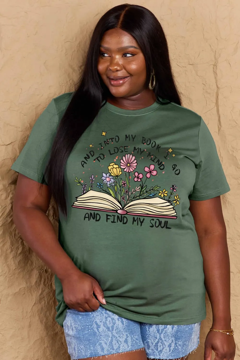 Book & Flower Graphic Cotton Tee