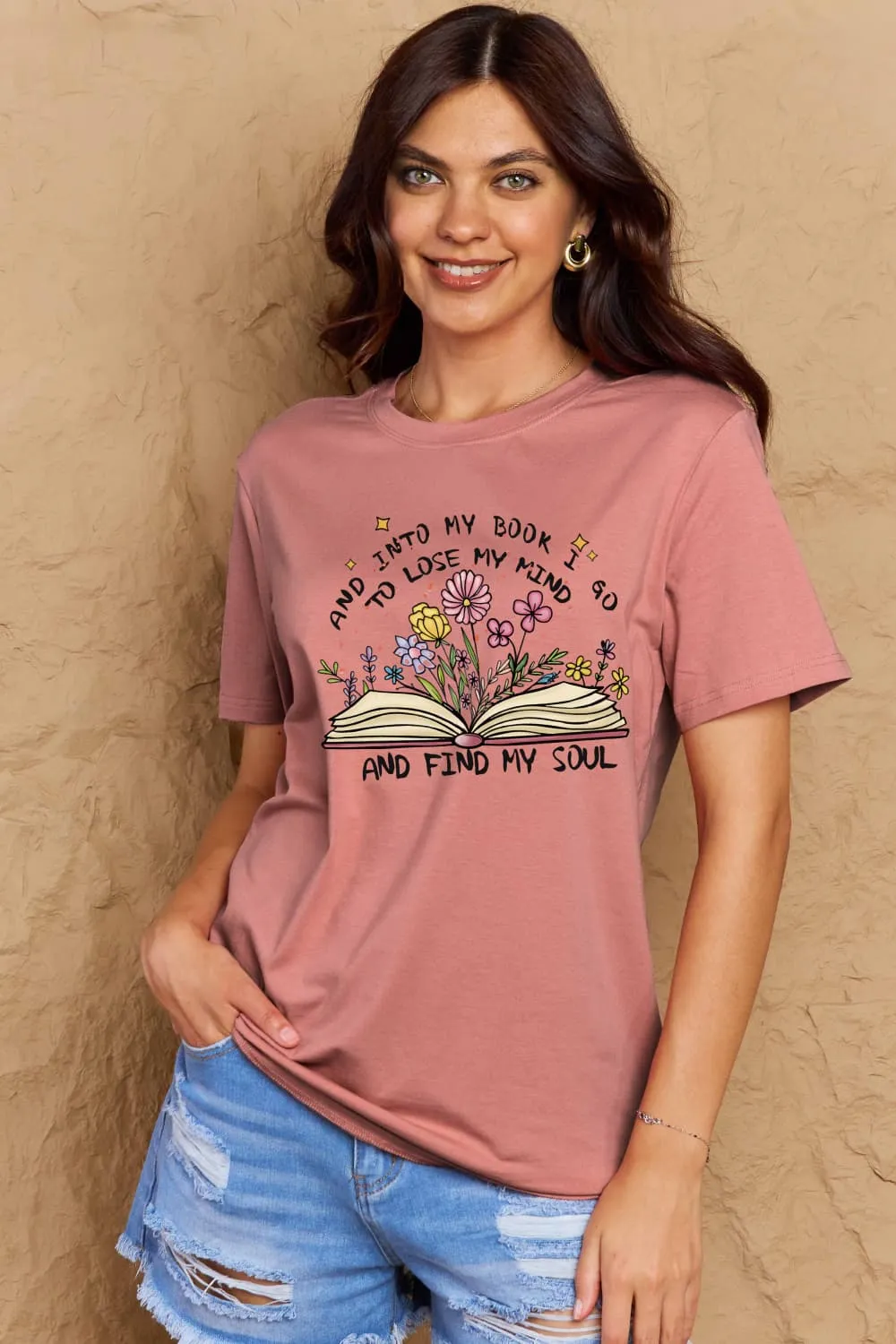 Book & Flower Graphic Cotton Tee