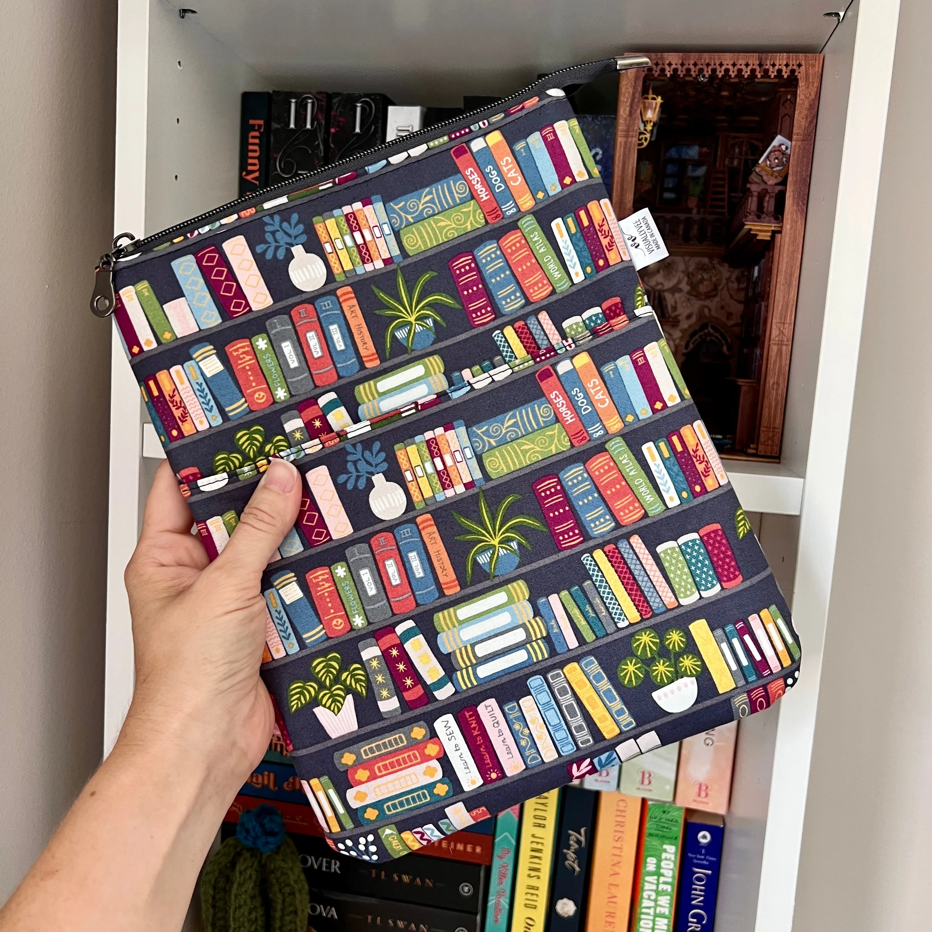 Bookshelf on Dark Grey -  Zippered Book Sleeve