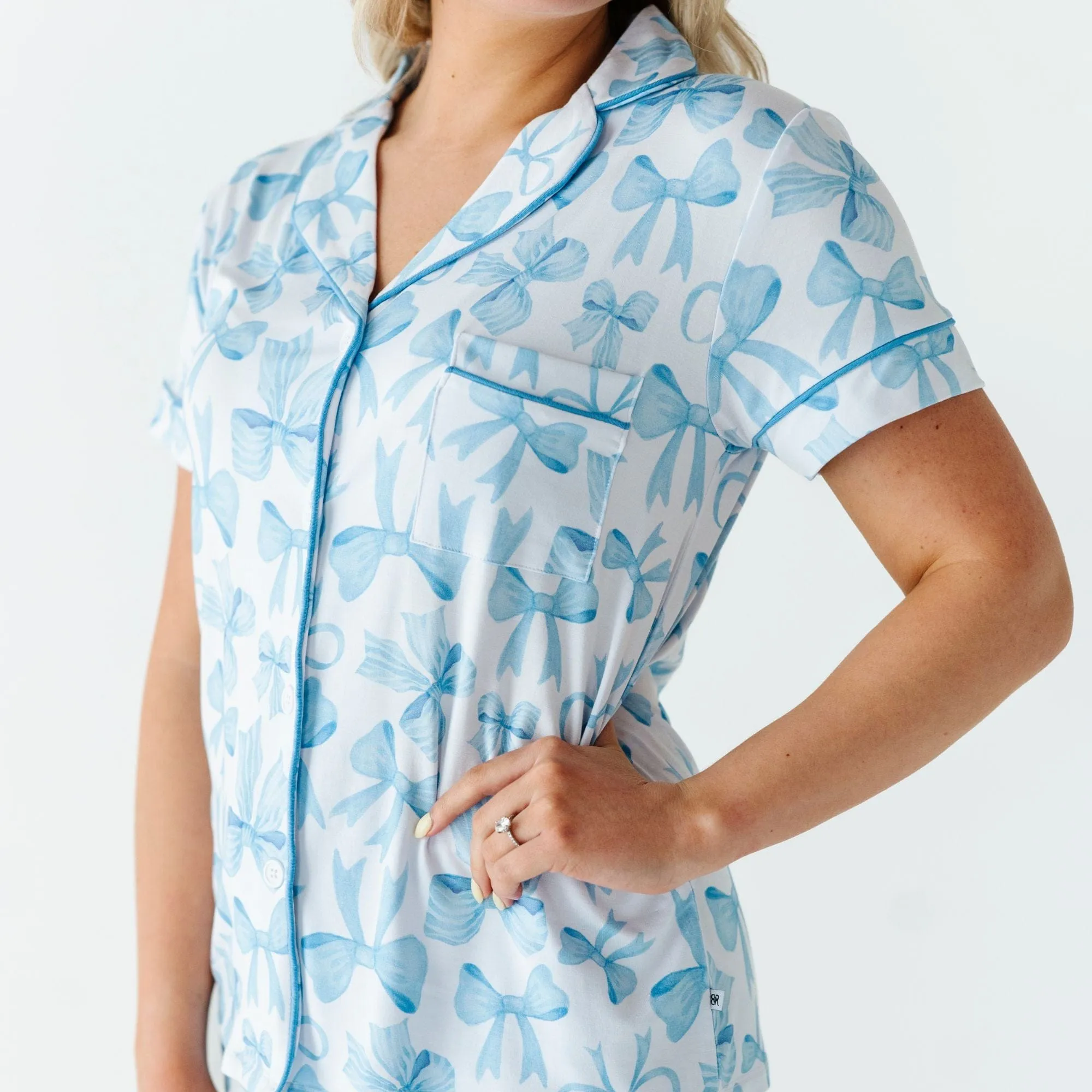 Bow Sweet Bow Women's Collar Shirt & Shorts Set