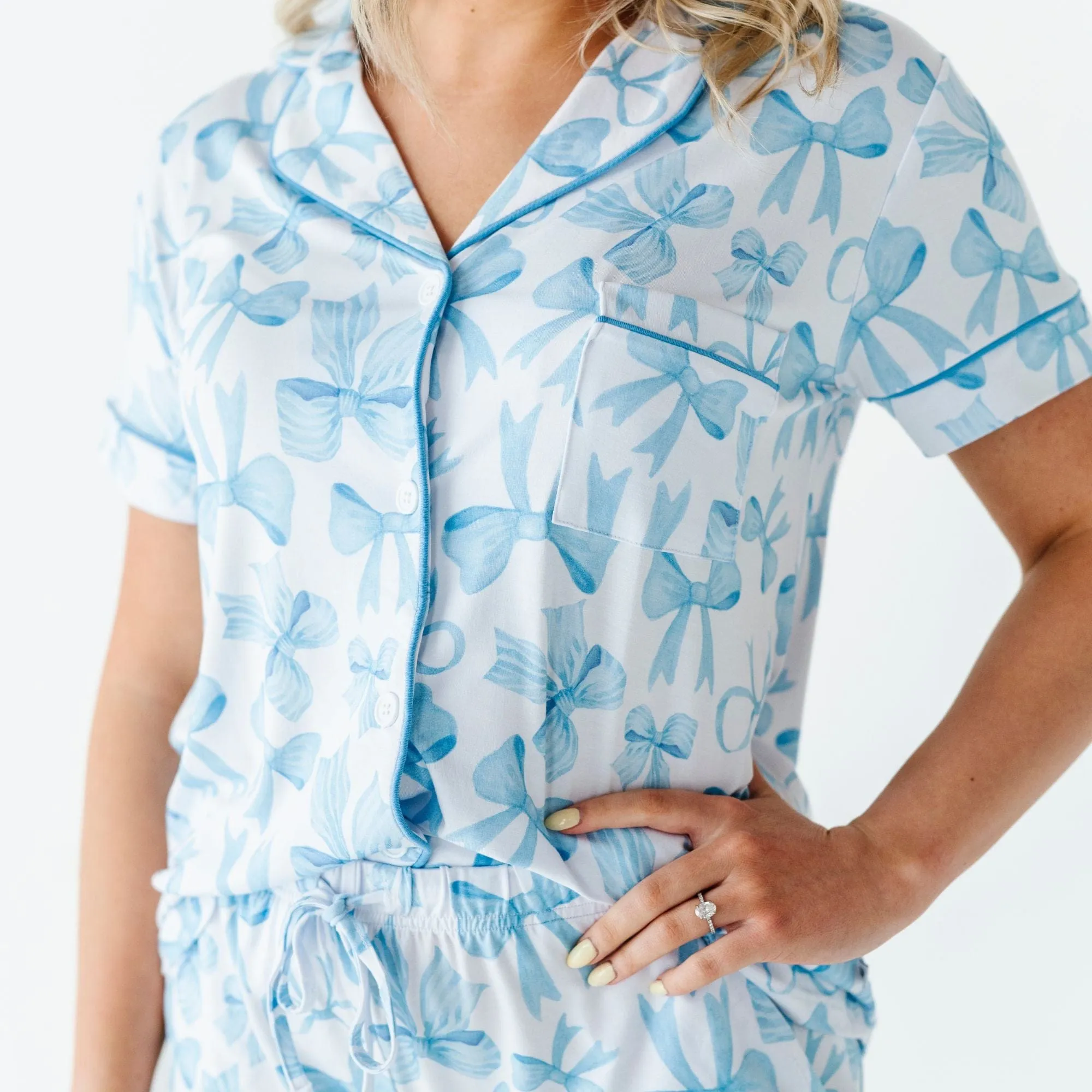 Bow Sweet Bow Women's Collar Shirt & Shorts Set