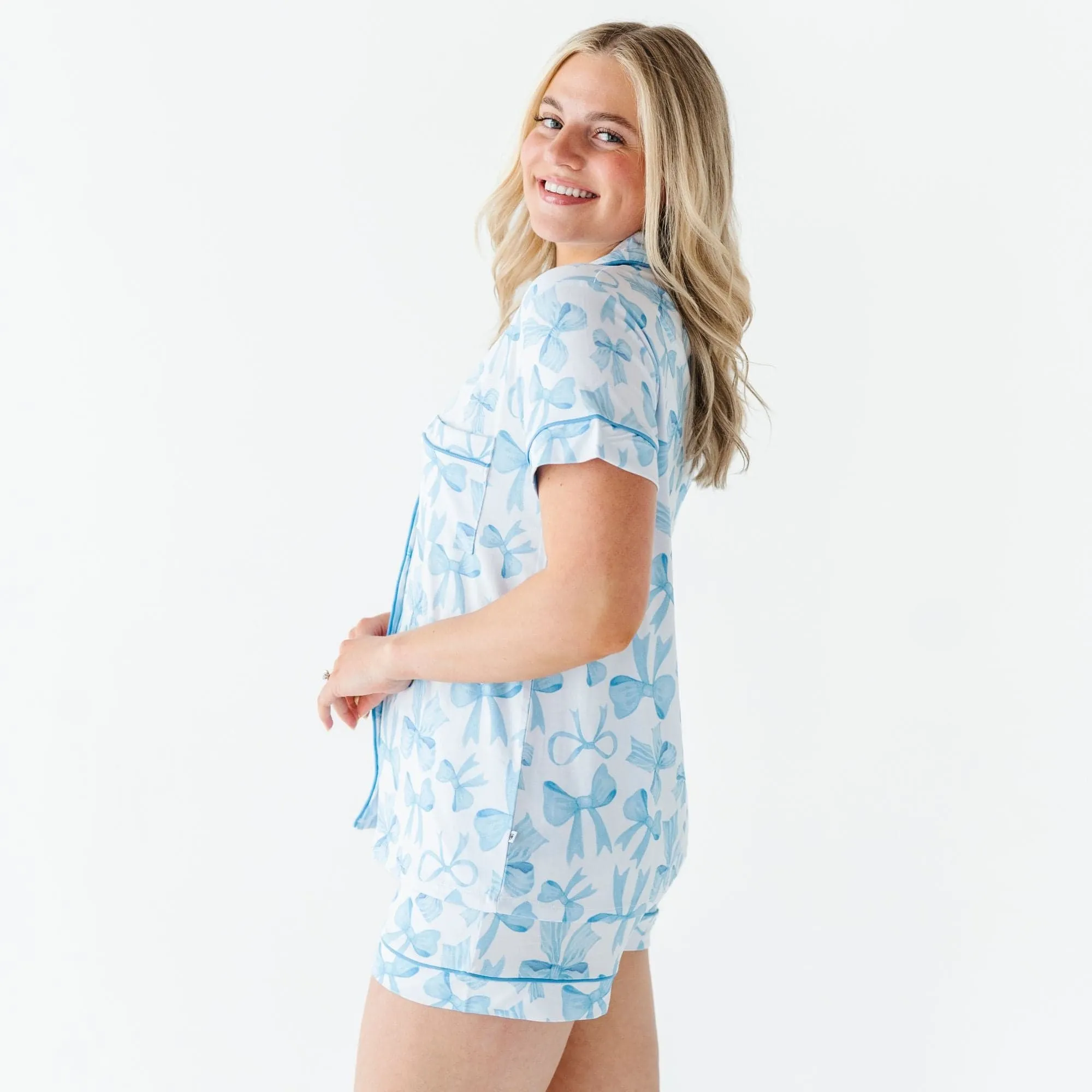 Bow Sweet Bow Women's Collar Shirt & Shorts Set