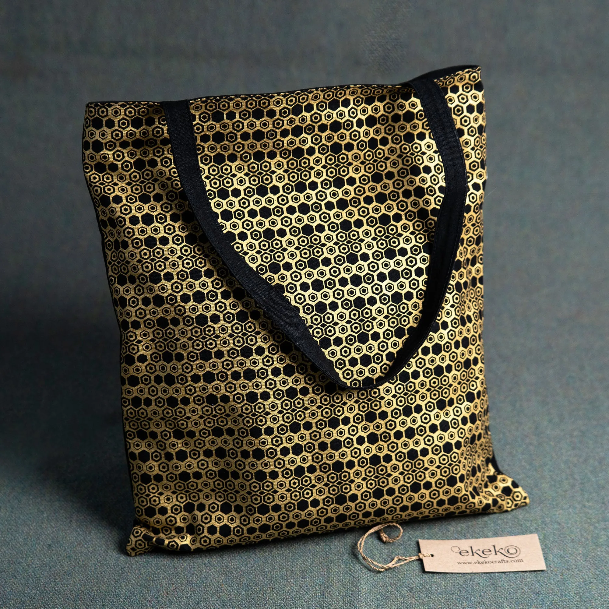 Brigid Tote Bag - Hexagon Bee Print