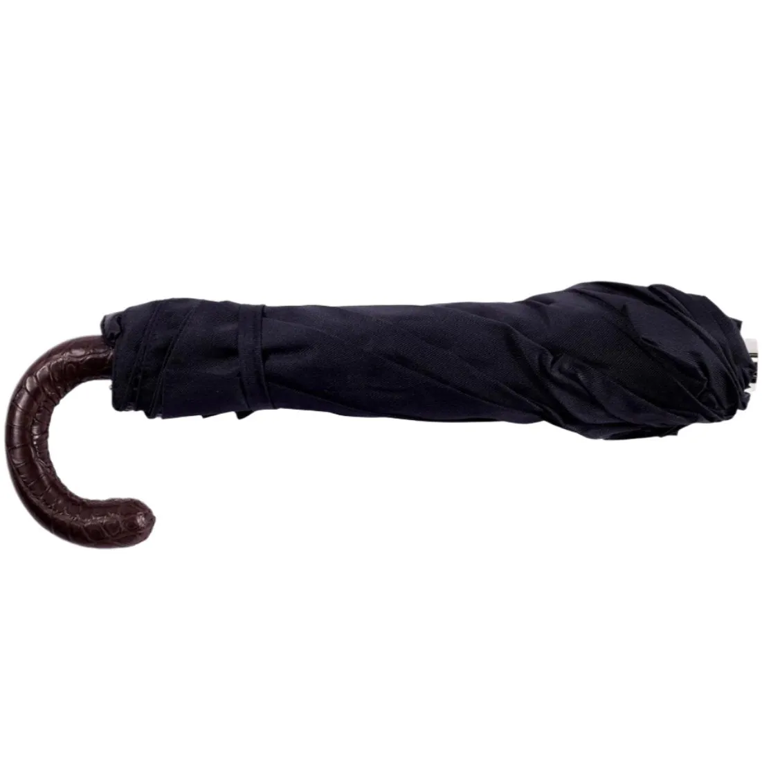 Brown Alligator Travel Umbrella with Black Canopy