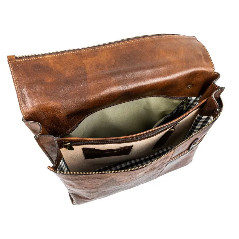 Brown Leather Briefcase Laptop Bag - From Here to Eternity