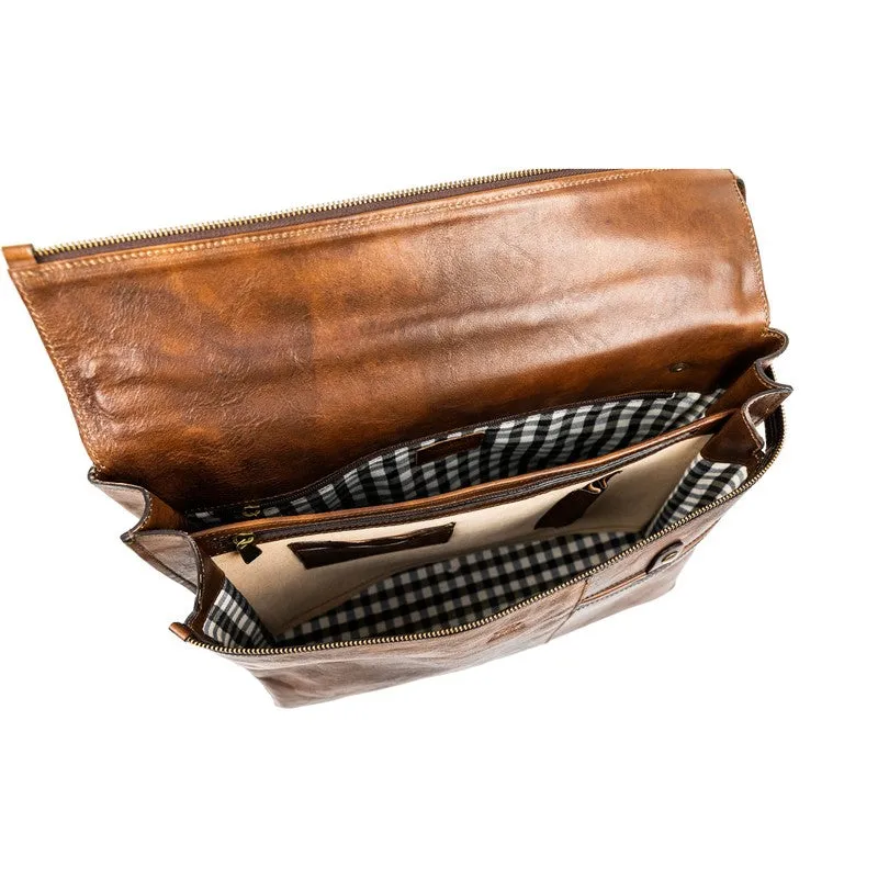 Brown Leather Briefcase Laptop Bag - From Here to Eternity