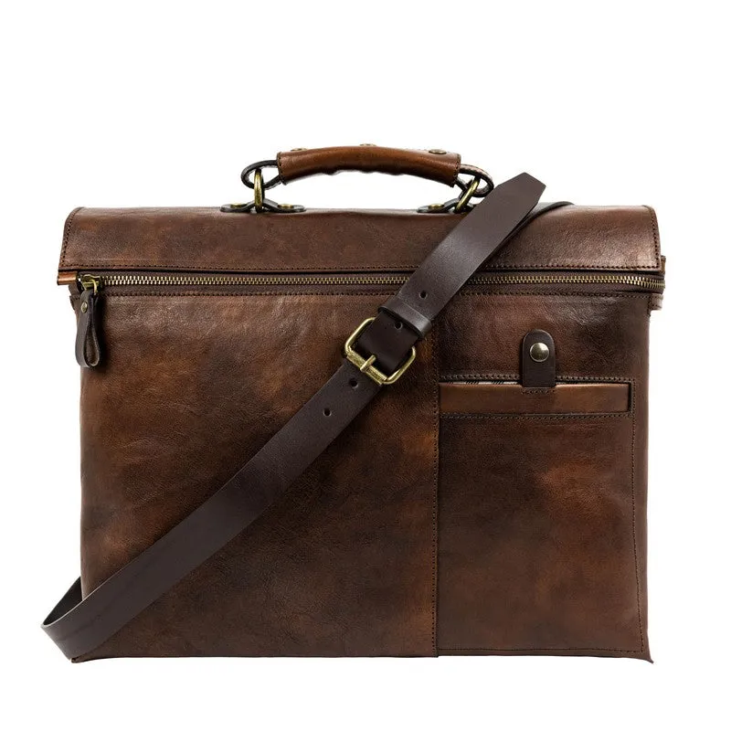 Brown Leather Briefcase Laptop Bag - From Here to Eternity