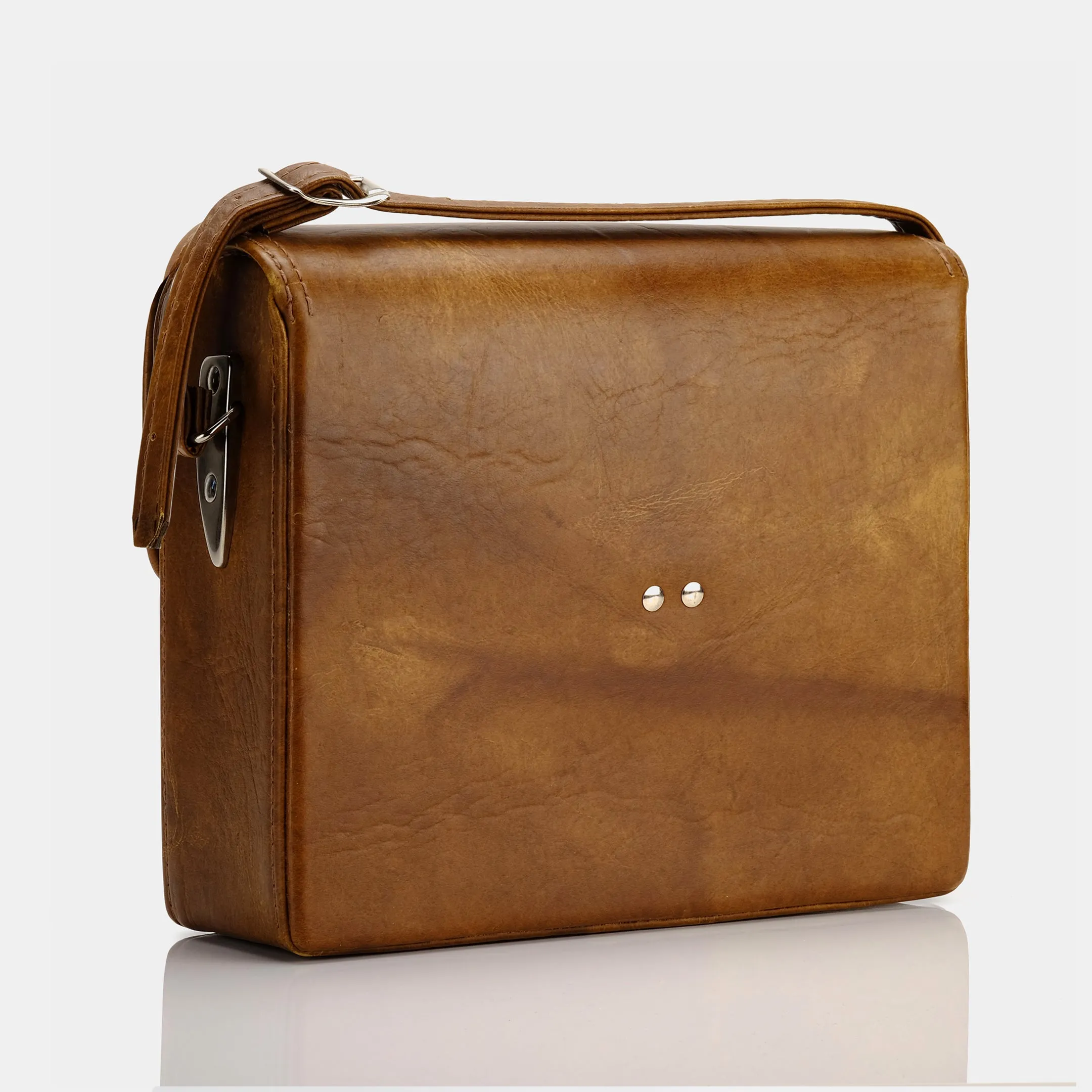 Brown Leather Folding Camera Bag With Detachable Strap