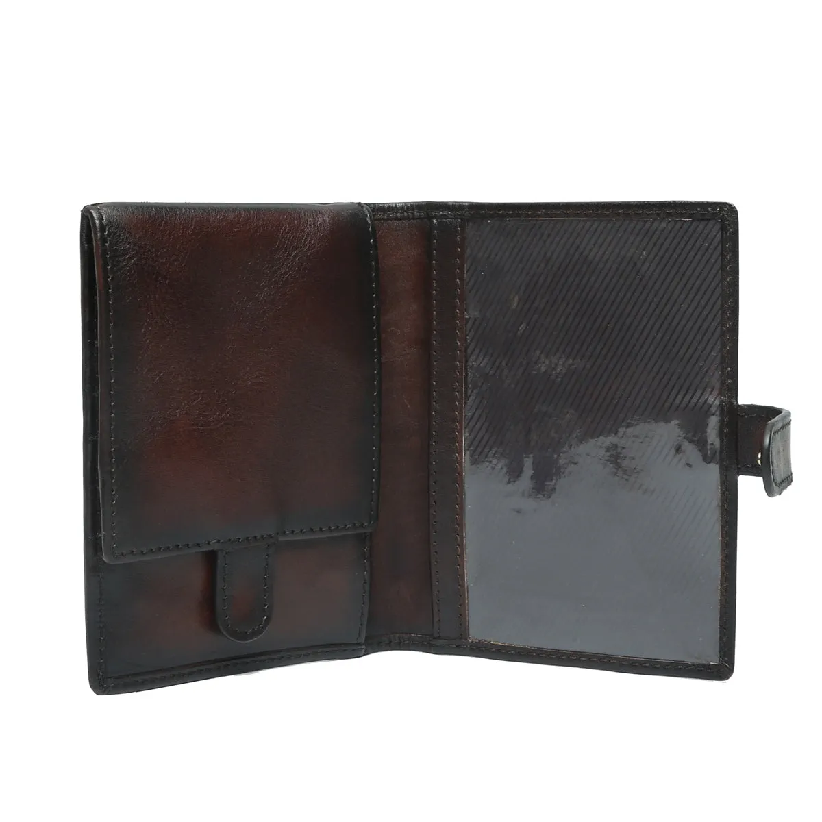 Brown Leather Passport Holder with Foldable Boarding Pass Pocket By Brune & Bareskin