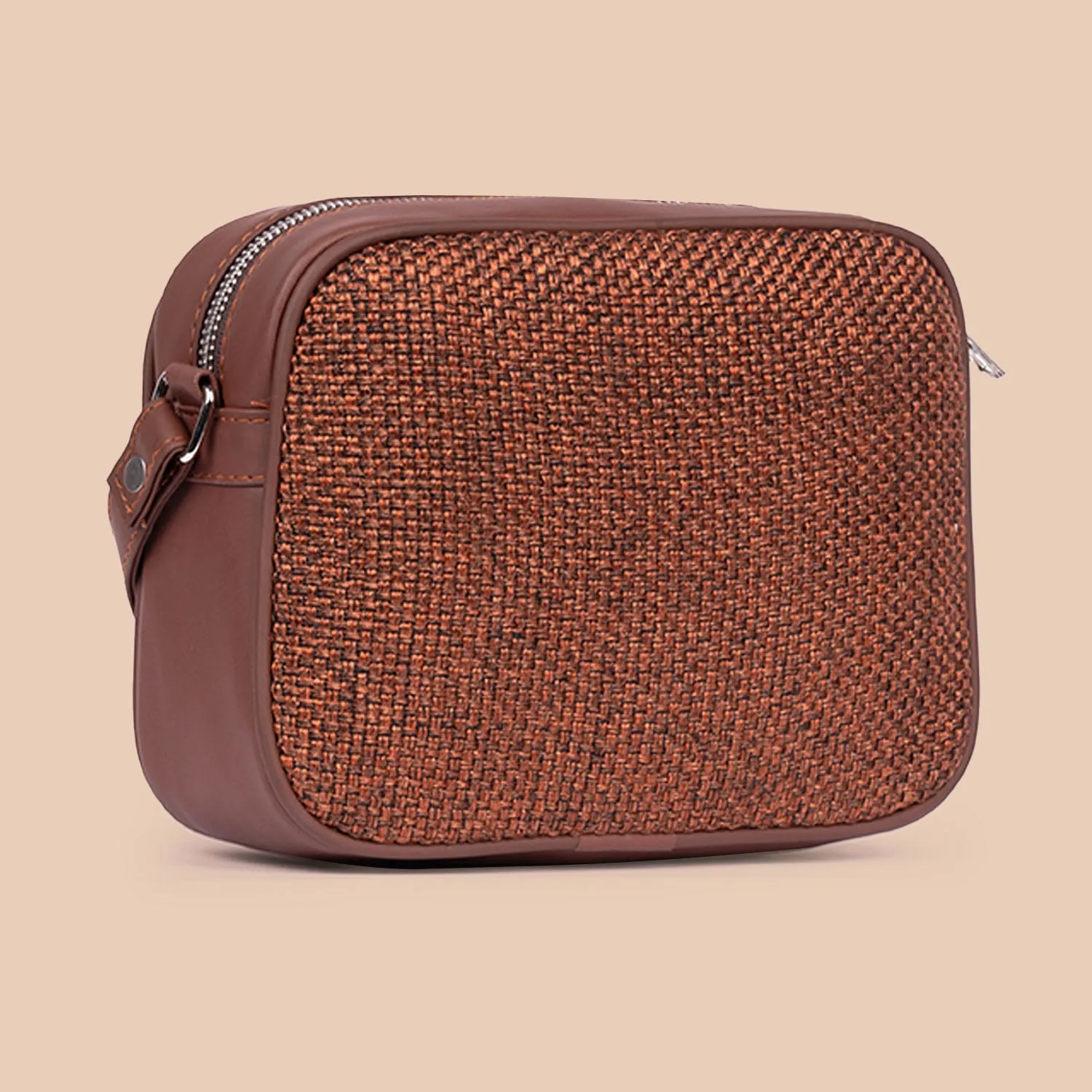 Brown Metal Motif Sling Bag