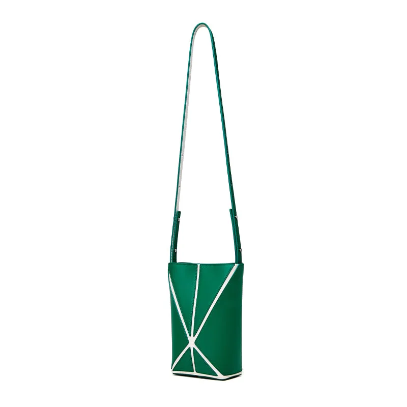 Bucket Mini Foldable Crossbody Bag - Green/White