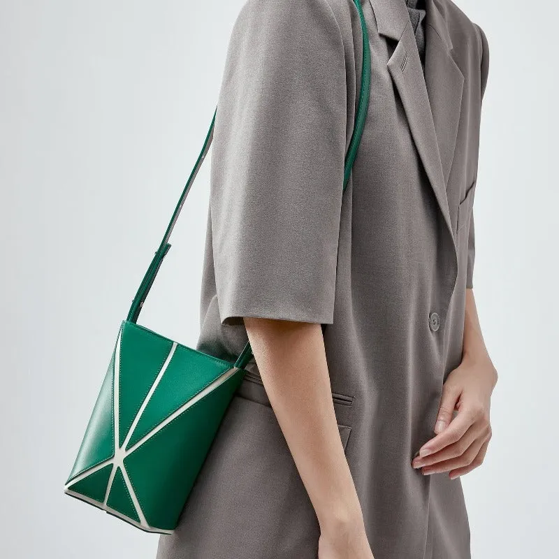 Bucket Mini Foldable Crossbody Bag - Green/White