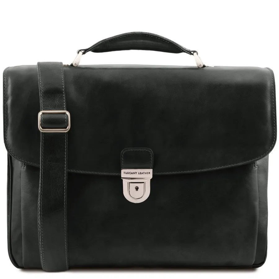 Business 4 Wheeled Luggage And Leather Laptop Briefcase Set