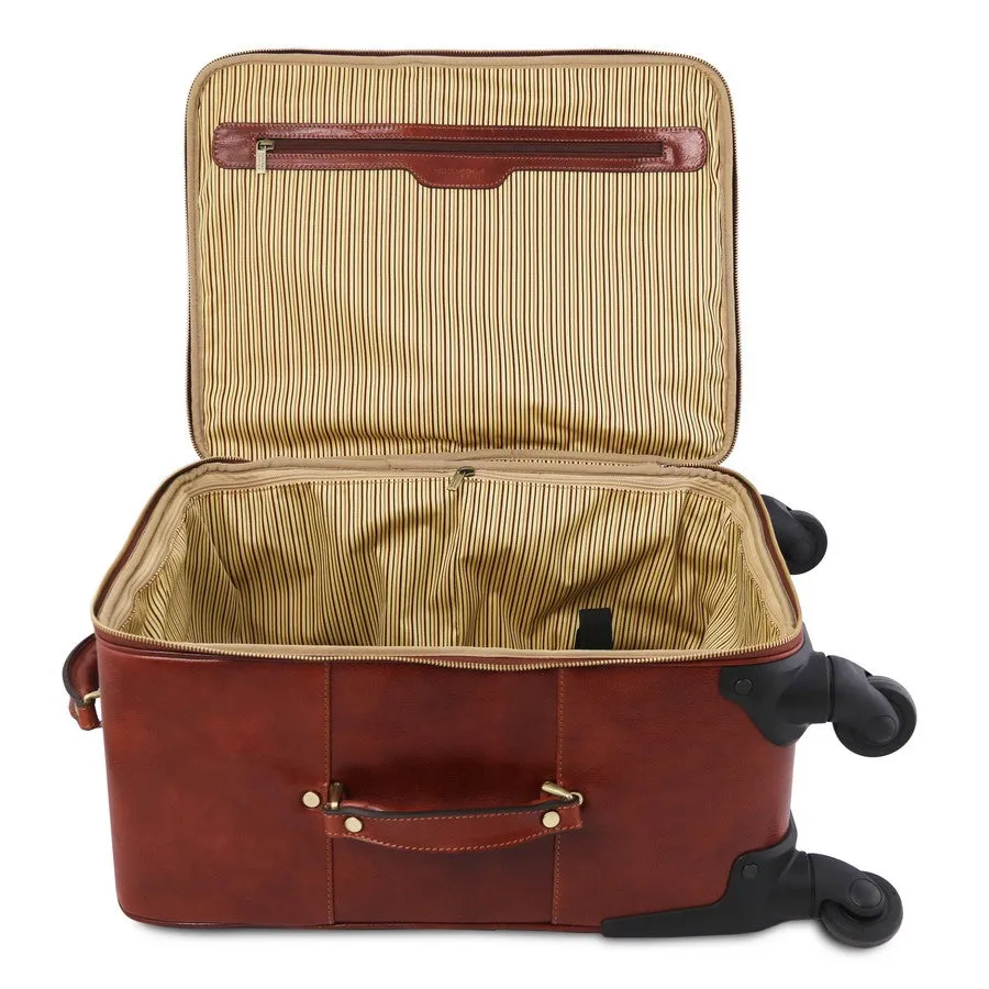 Business 4 Wheeled Luggage And Leather Laptop Briefcase Set