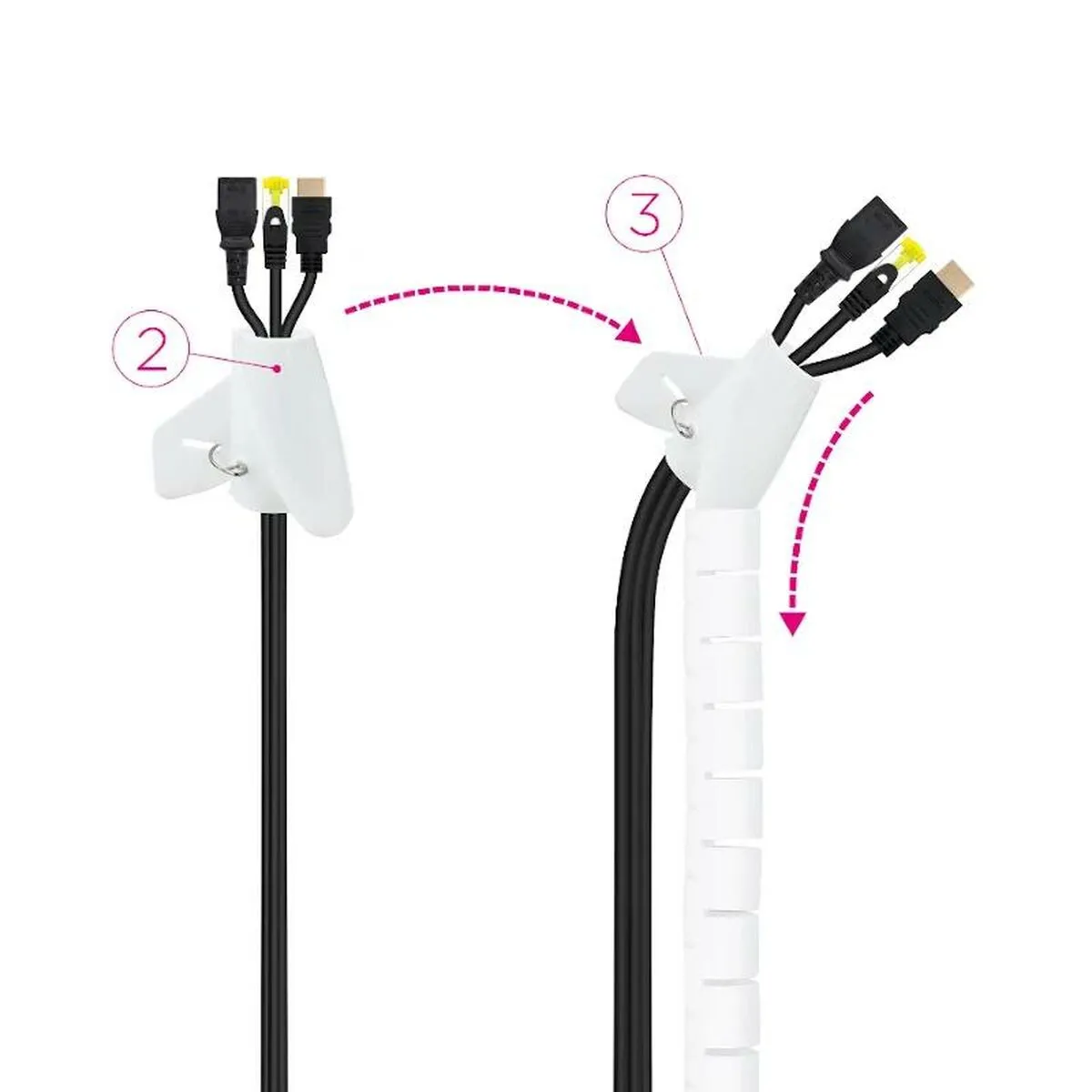 Cable Organiser NANOCABLE 10.36.0003-W Ø 25 mm 3 m White