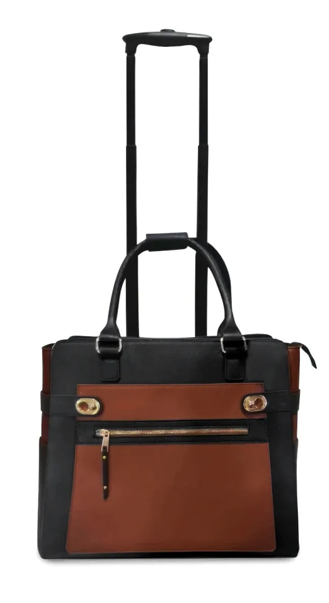 Cabrelli Black Strap Betty Carry on Roller briefcase Black/Cognac