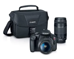 Canon EOS Rebel T7 24.1MP DSLR with EF 18-55mm   EF 75-300mm Double Zoom KIT   100ES Bag